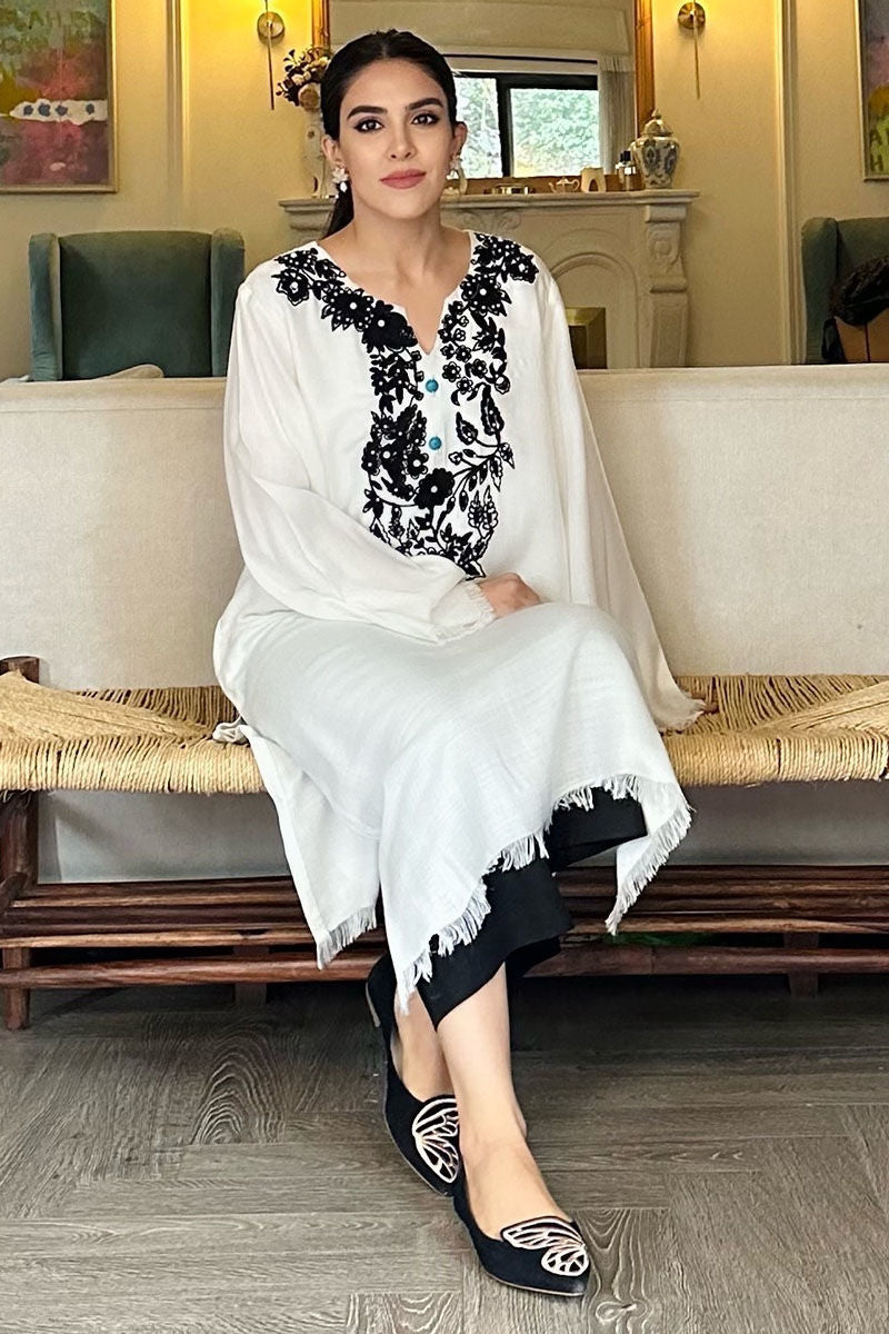 Pashmina Kurta with Black Embroidery
