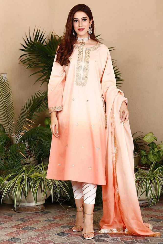 Cotton Shirt with Gota Khari Shalwar/Pants