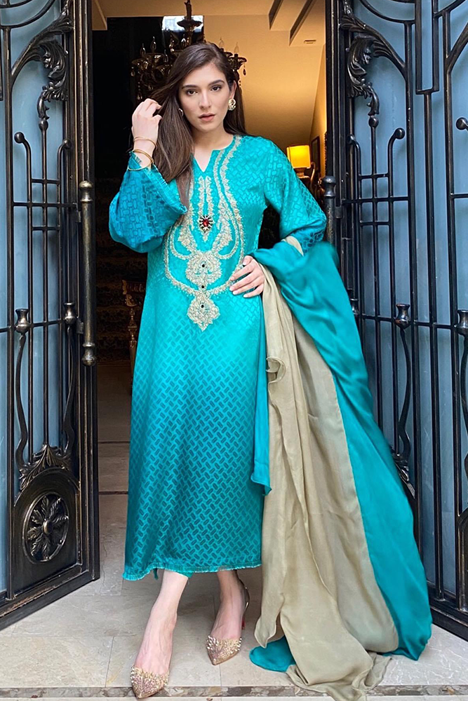 Pure Embossed Silk Suit