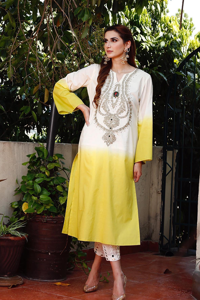 Cotton Shirt and Gota Khari Shalwar/Pants Lime