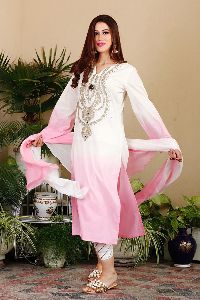 Cotton Shirt and Gota Khari Shalwar/Pants Pink