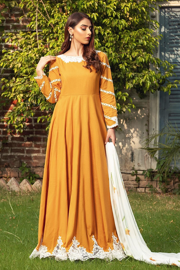 Cotton Pishwas With Georgette Chiffon Dupatta