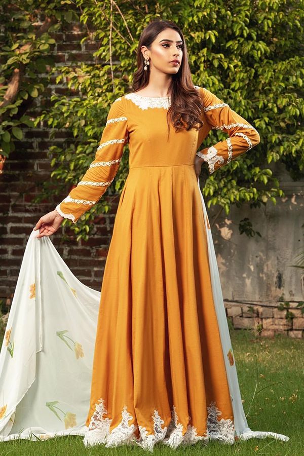 Cotton Pishwas With Georgette Chiffon Dupatta