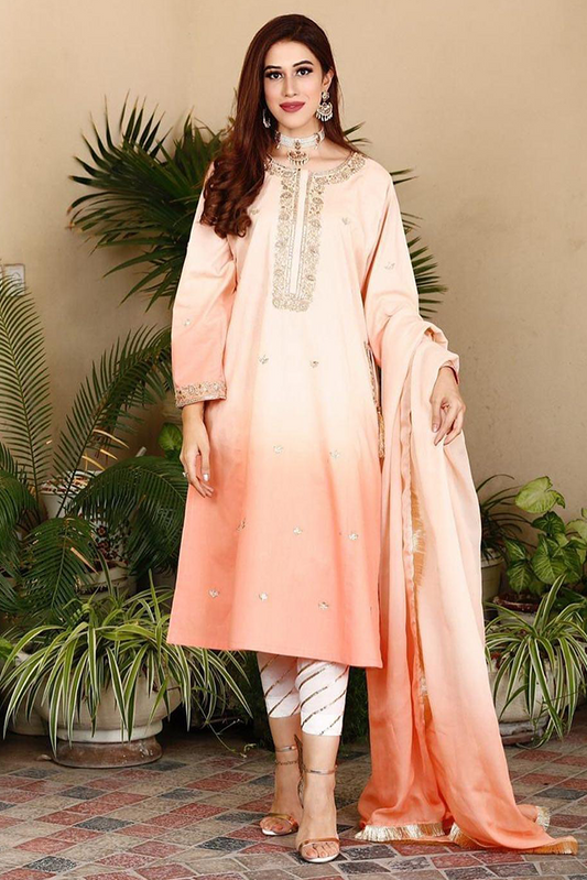Cotton Shirt with Gota Khari Shalwar/Pants