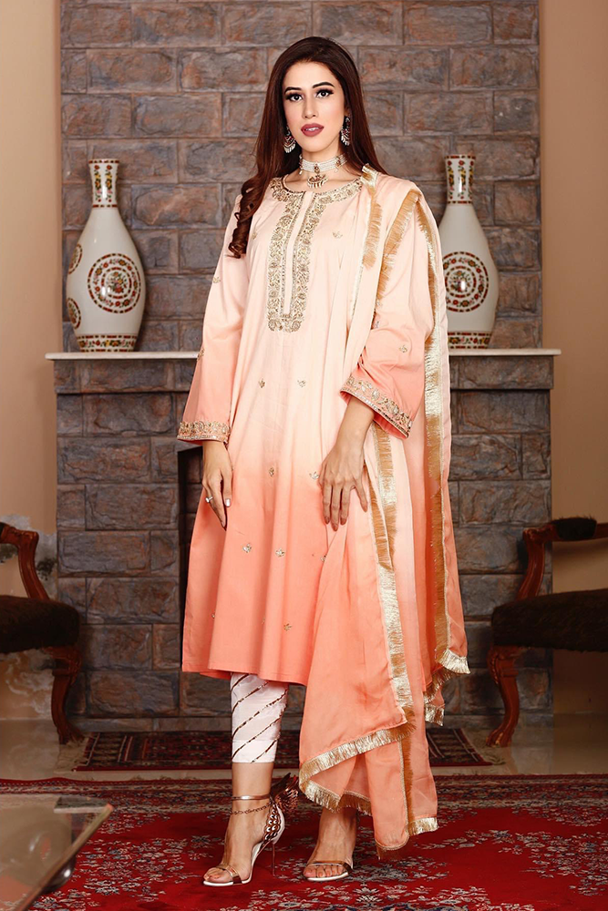 Cotton Shirt with Gota Khari Shalwar/Pants